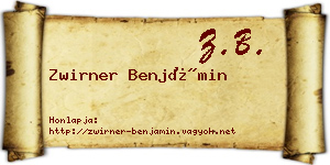 Zwirner Benjámin névjegykártya